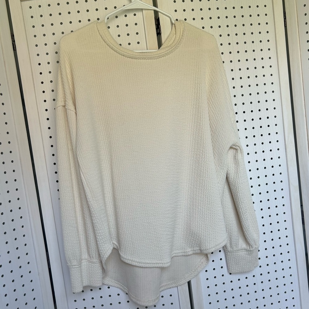 Blu Pepper Cream Waffle Knit Pullover